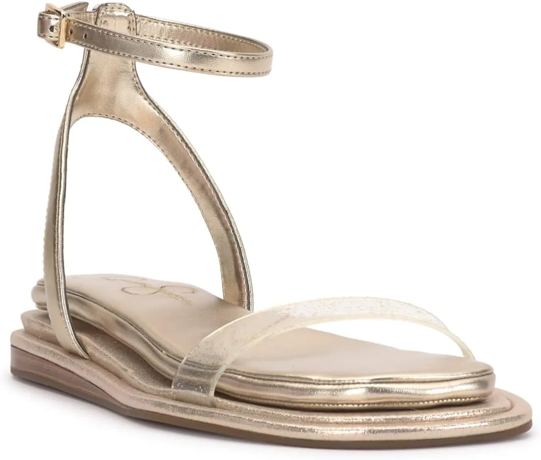 Jessica Simpson Womens Betania Flat Open Toe Ankle Strap