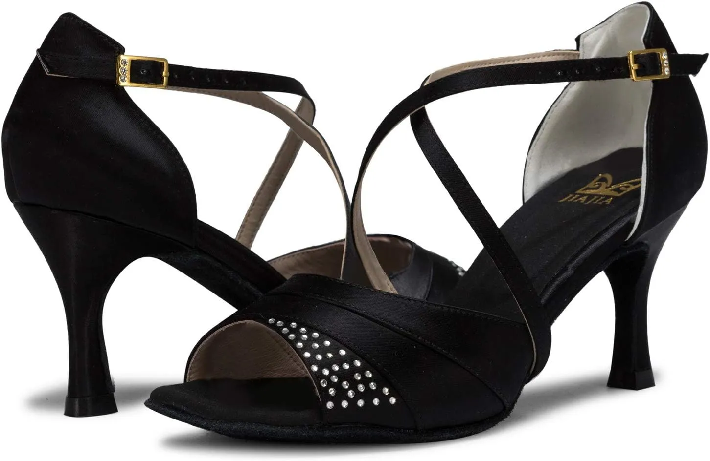JIAJIA 20522 Women's Satin Sandals Flared Heel Latin Salsa Performance Dance Shoes