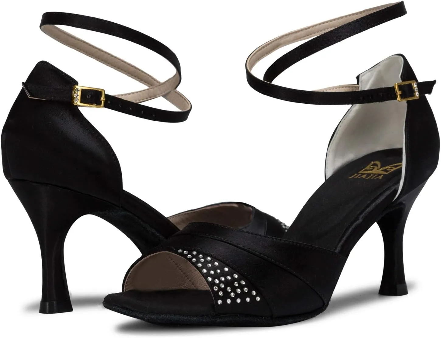 JIAJIA 20522 Women's Satin Sandals Flared Heel Latin Salsa Performance Dance Shoes