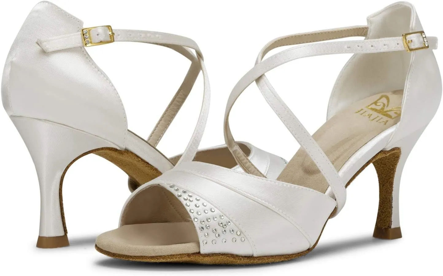 JIAJIA 20522 Women's Satin Sandals Flared Heel Latin Salsa Performance Dance Shoes