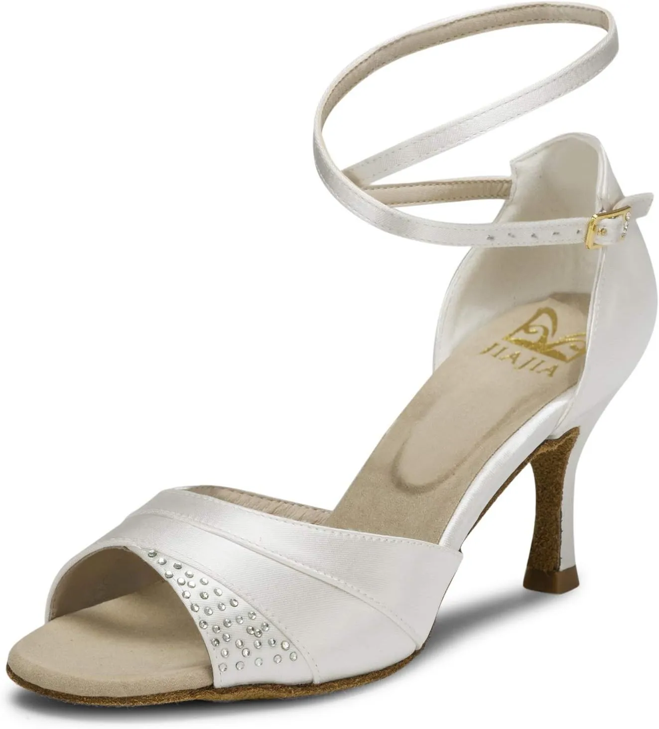 JIAJIA 20522 Women's Satin Sandals Flared Heel Latin Salsa Performance Dance Shoes