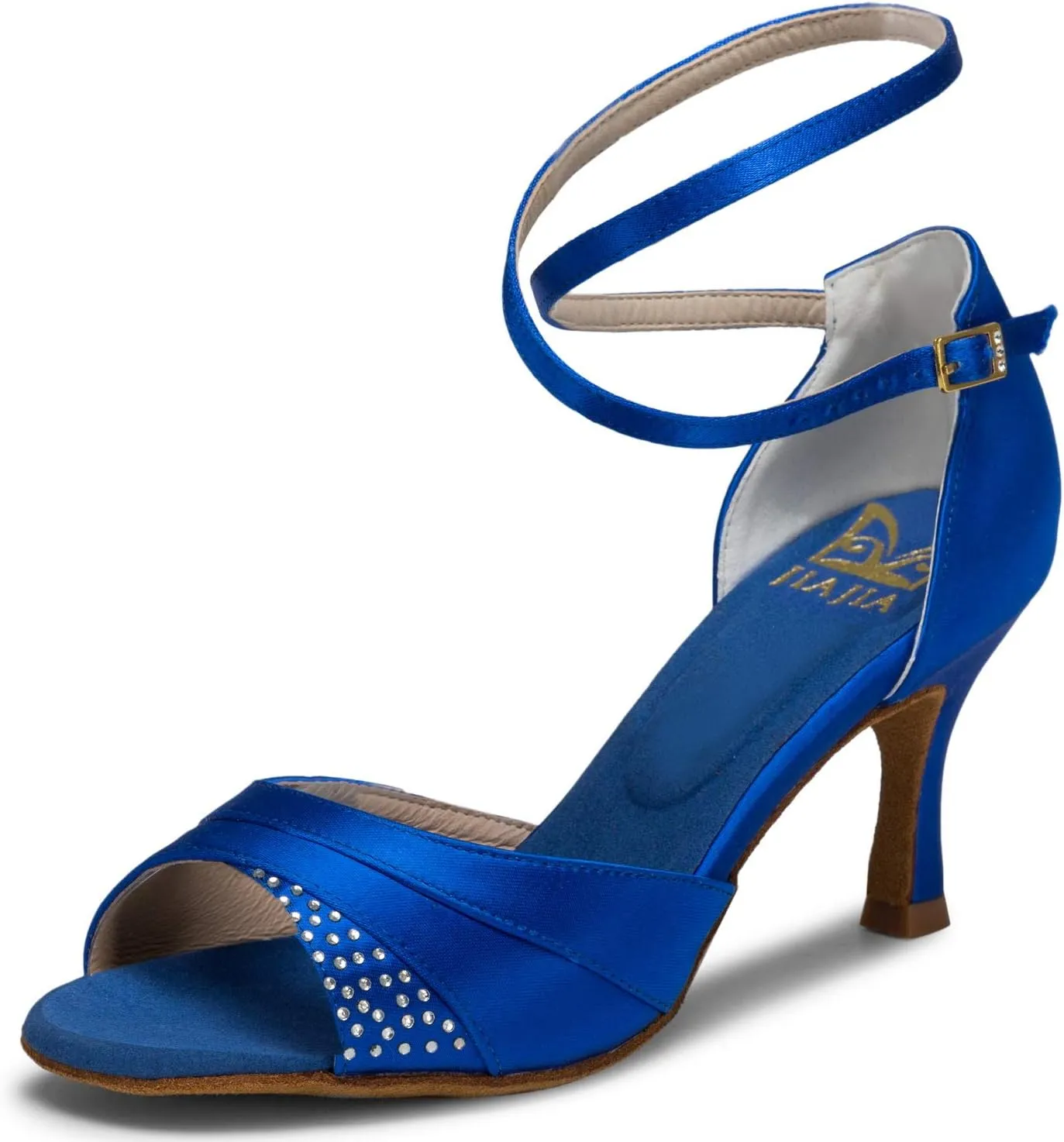 JIAJIA 20522 Women's Satin Sandals Flared Heel Latin Salsa Performance Dance Shoes