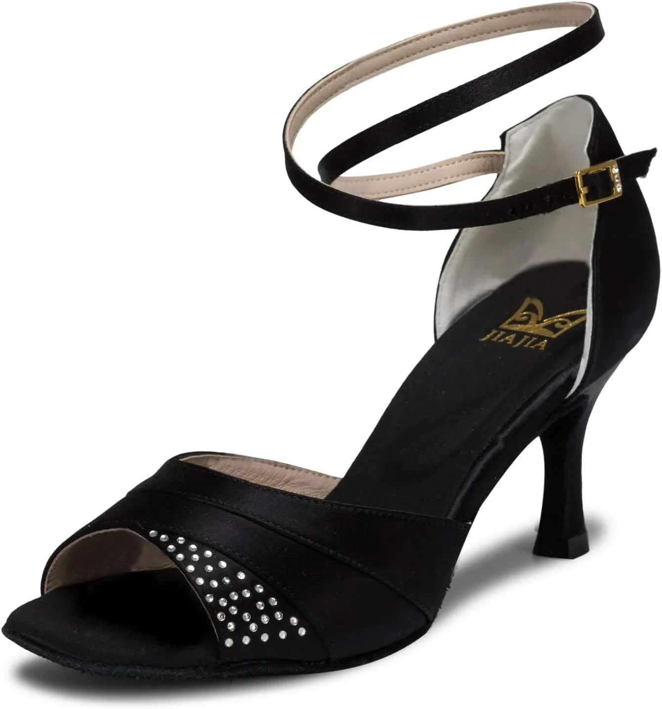 JIAJIA 20522 Women's Satin Sandals Flared Heel Latin Salsa Performance Dance Shoes