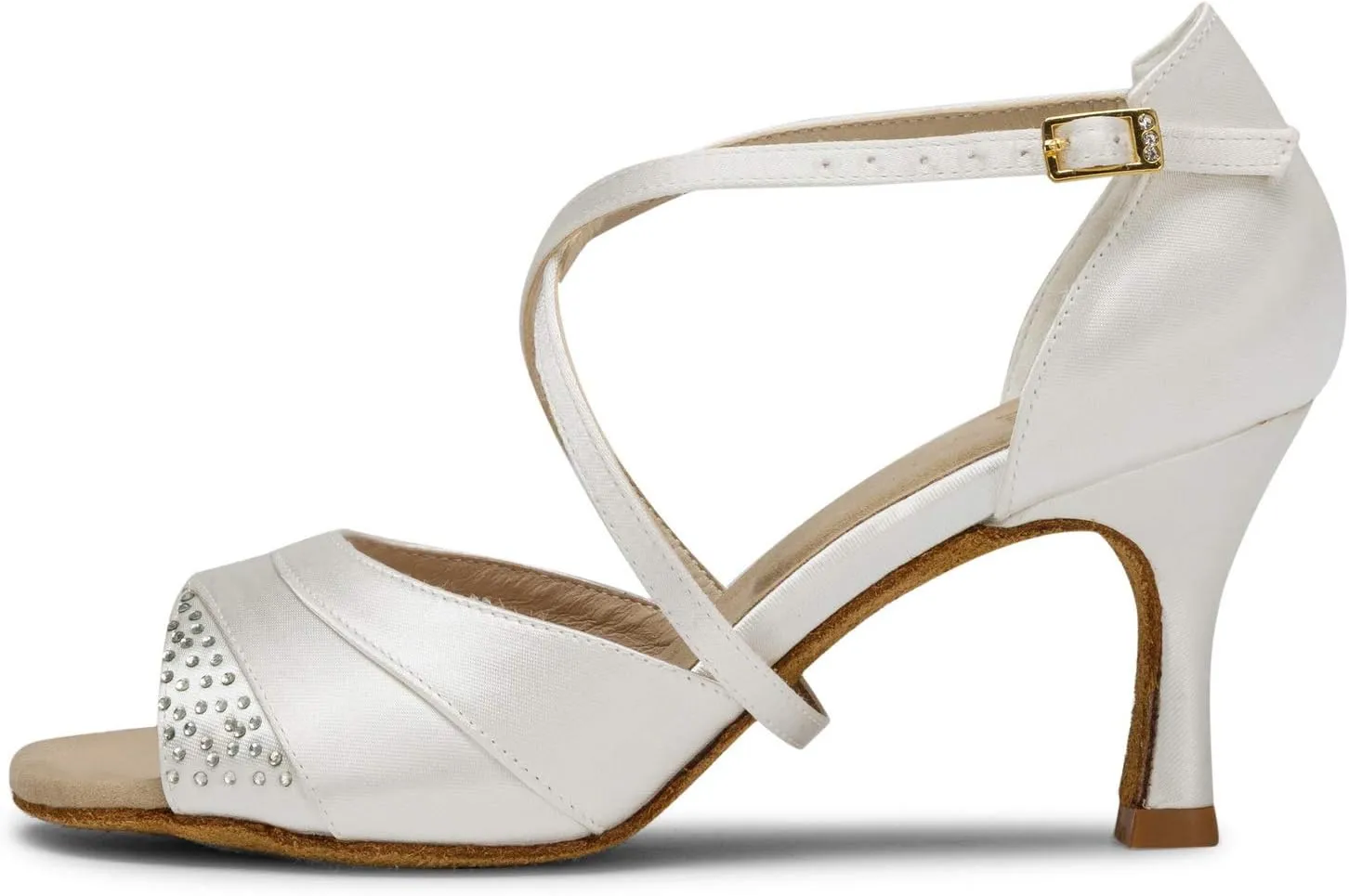 JIAJIA 20522 Women's Satin Sandals Flared Heel Latin Salsa Performance Dance Shoes