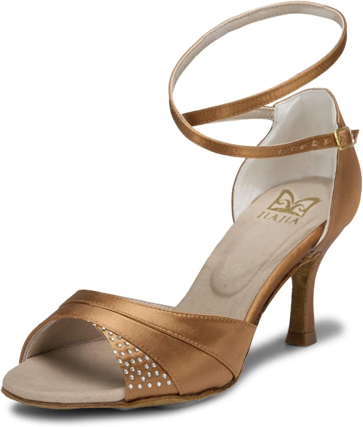JIAJIA 20522 Women's Satin Sandals Flared Heel Latin Salsa Performance Dance Shoes