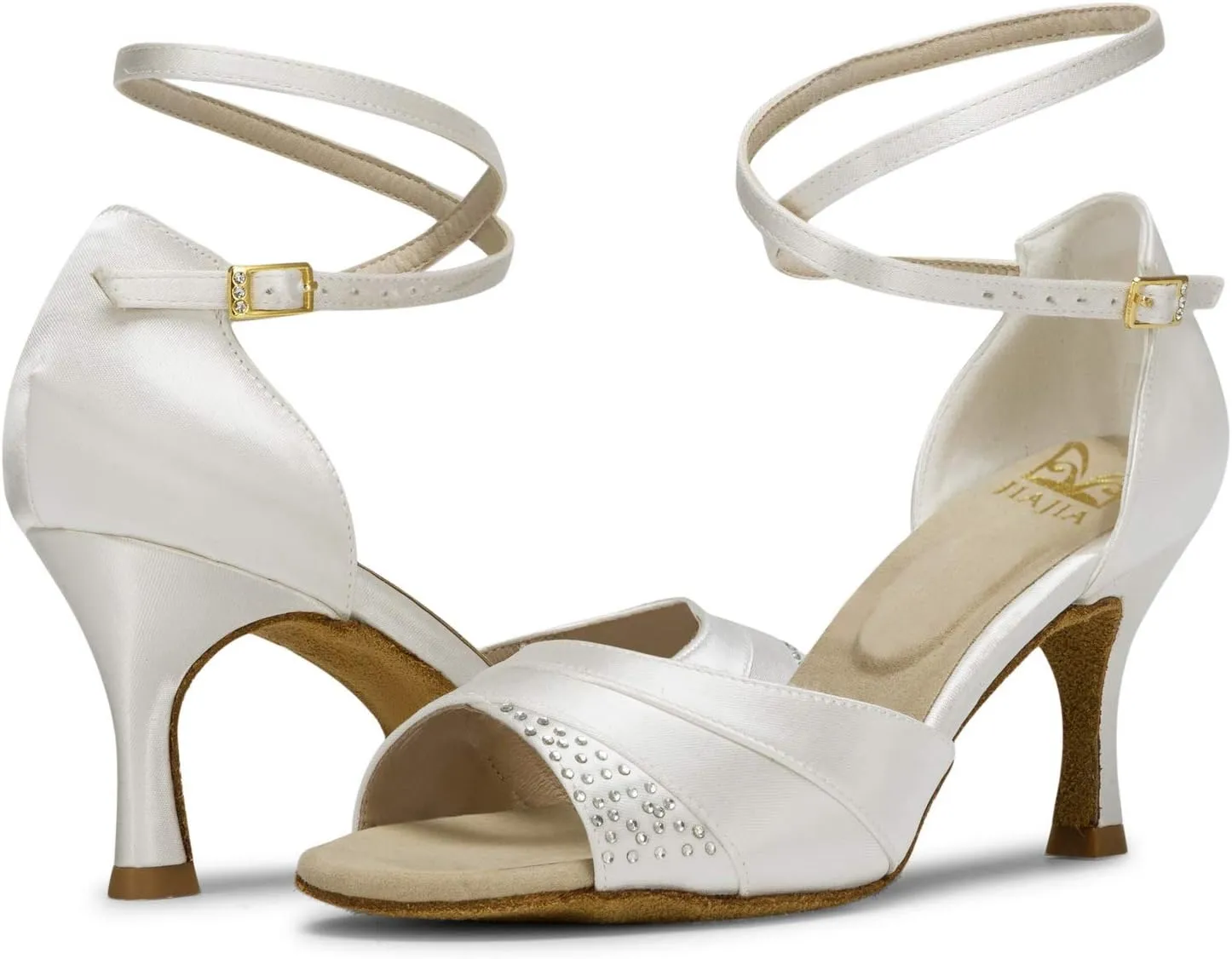 JIAJIA 20522 Women's Satin Sandals Flared Heel Latin Salsa Performance Dance Shoes