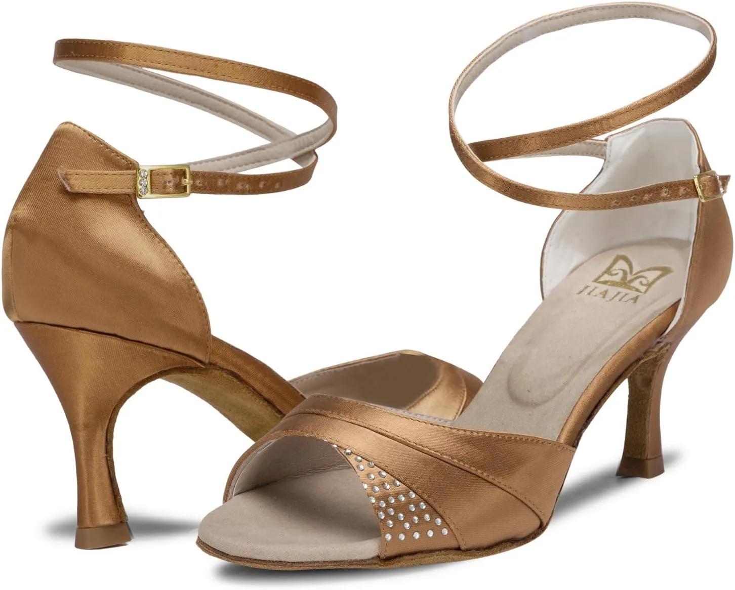 JIAJIA 20522 Women's Satin Sandals Flared Heel Latin Salsa Performance Dance Shoes