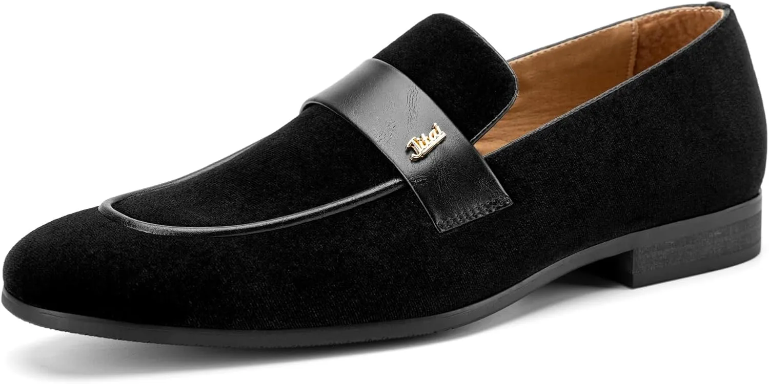 JITAI Men's Casual & Dress Loafers | Slip-On Suede Luxury Shoes with Metal Buckle Decoration for Wedding, Tuxedo, Prom, Party & Fashion Events
