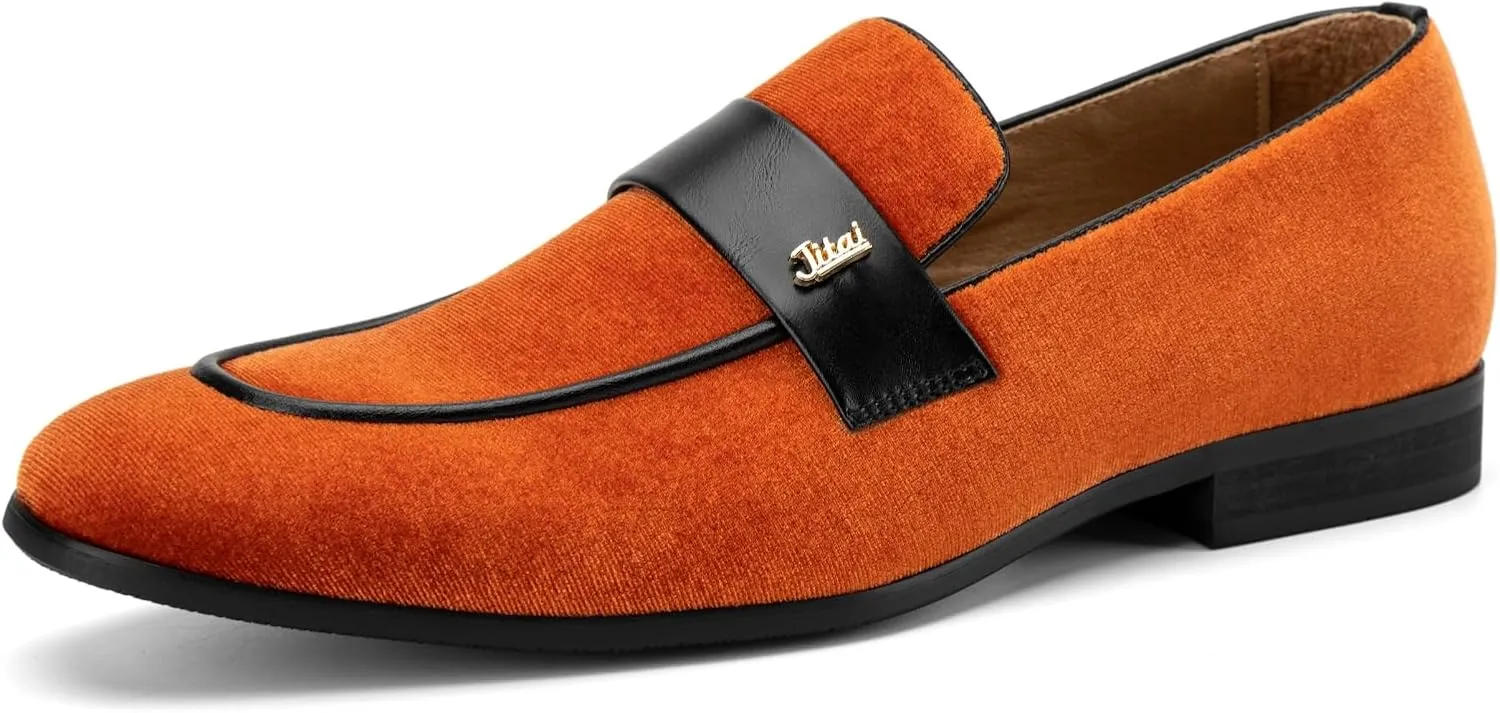 JITAI Men's Casual & Dress Loafers | Slip-On Suede Luxury Shoes with Metal Buckle Decoration for Wedding, Tuxedo, Prom, Party & Fashion Events