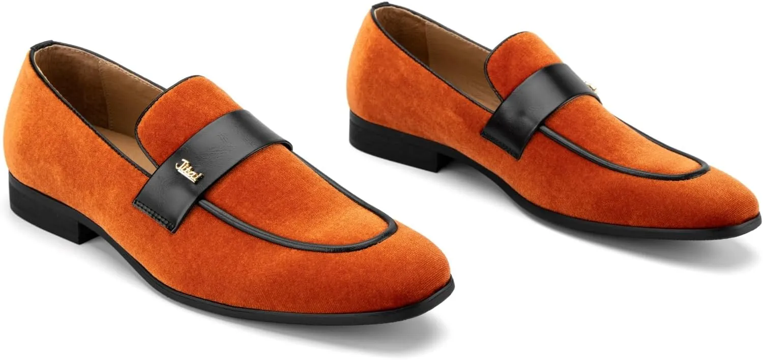 JITAI Men's Casual & Dress Loafers | Slip-On Suede Luxury Shoes with Metal Buckle Decoration for Wedding, Tuxedo, Prom, Party & Fashion Events