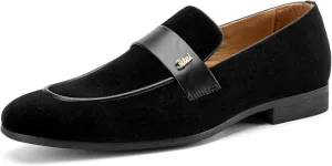 JITAI Men's Casual & Dress Loafers | Slip-On Suede Luxury Shoes with Metal Buckle Decoration for Wedding, Tuxedo, Prom, Party & Fashion Events