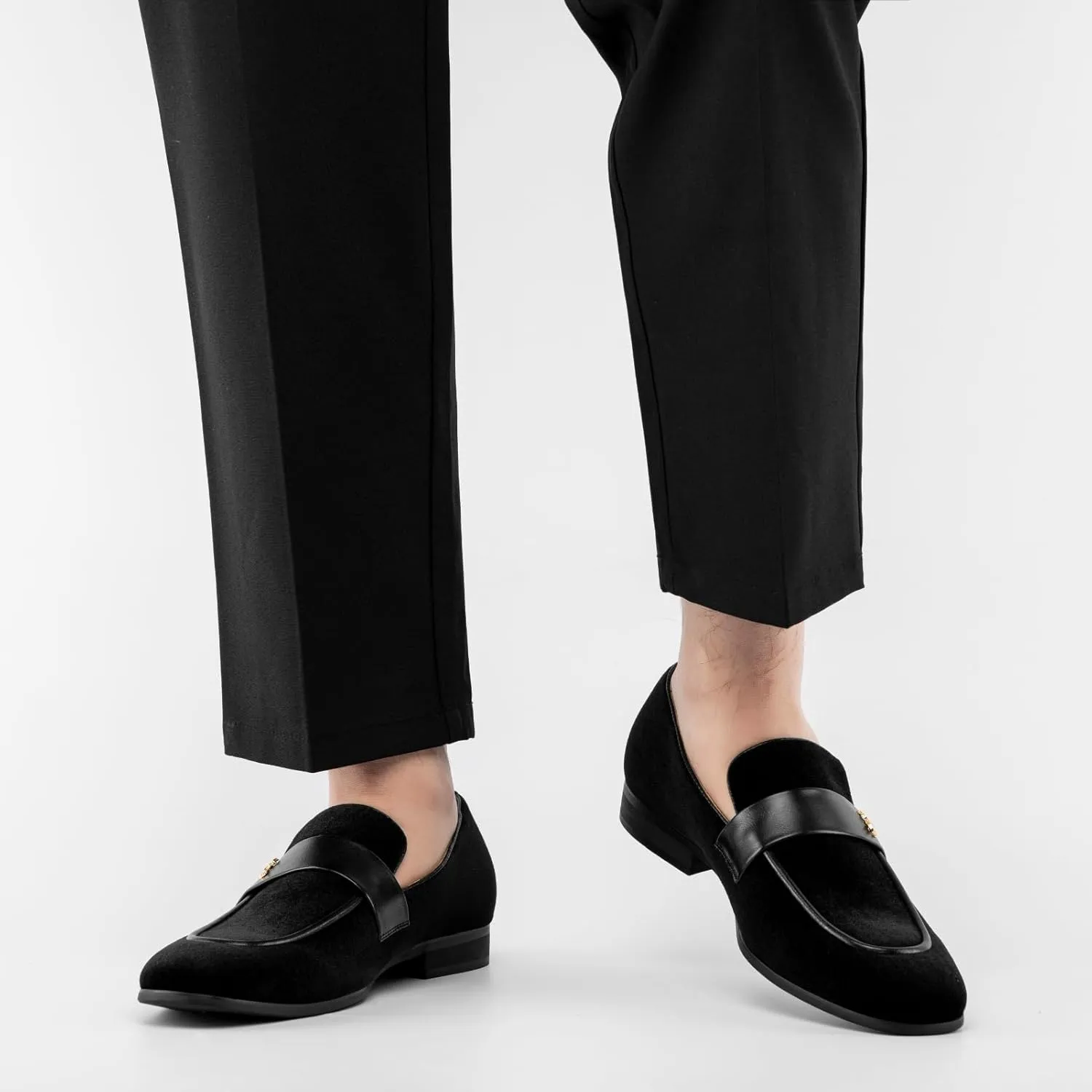 JITAI Men's Casual & Dress Loafers | Slip-On Suede Luxury Shoes with Metal Buckle Decoration for Wedding, Tuxedo, Prom, Party & Fashion Events