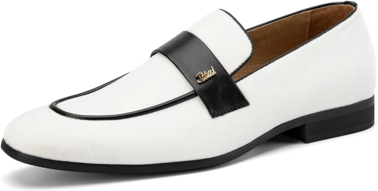 JITAI Men's Casual & Dress Loafers | Slip-On Suede Luxury Shoes with Metal Buckle Decoration for Wedding, Tuxedo, Prom, Party & Fashion Events