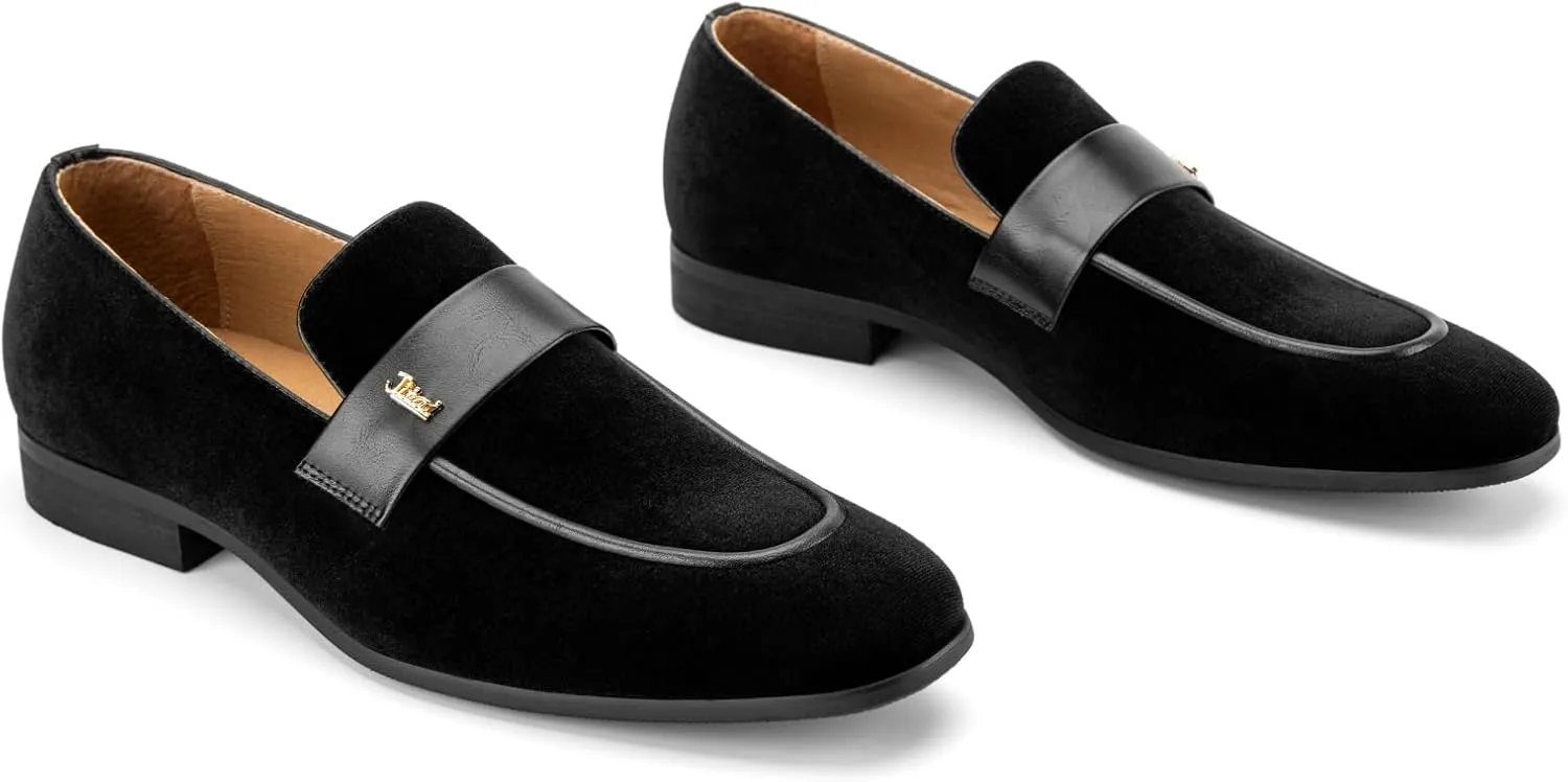 JITAI Men's Casual & Dress Loafers | Slip-On Suede Luxury Shoes with Metal Buckle Decoration for Wedding, Tuxedo, Prom, Party & Fashion Events
