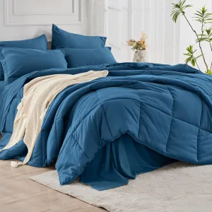 JOLLYVOGUE Queen Comforter Set, Ultra-Soft Queen Size Comforter Sets, 7-Piece Bed in a Bag, Goose Down Alternative, Oeko-TEX Certified, Sheets & Pillowcases, Teal