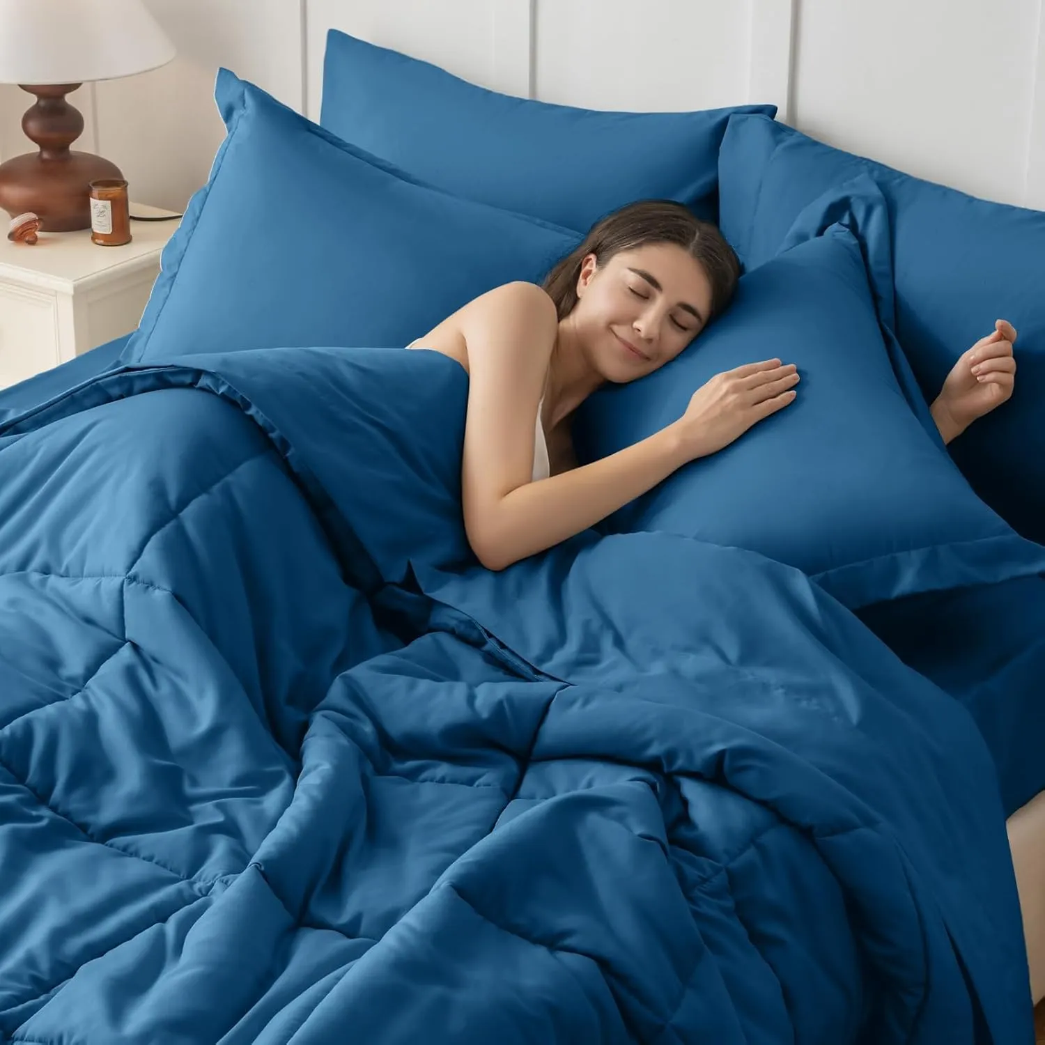 JOLLYVOGUE Queen Comforter Set, Ultra-Soft Queen Size Comforter Sets, 7-Piece Bed in a Bag, Goose Down Alternative, Oeko-TEX Certified, Sheets & Pillowcases, Teal