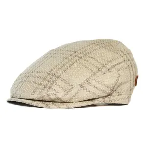 Jordan Organic Hemp Linen Overcheck Flat Cap Beige