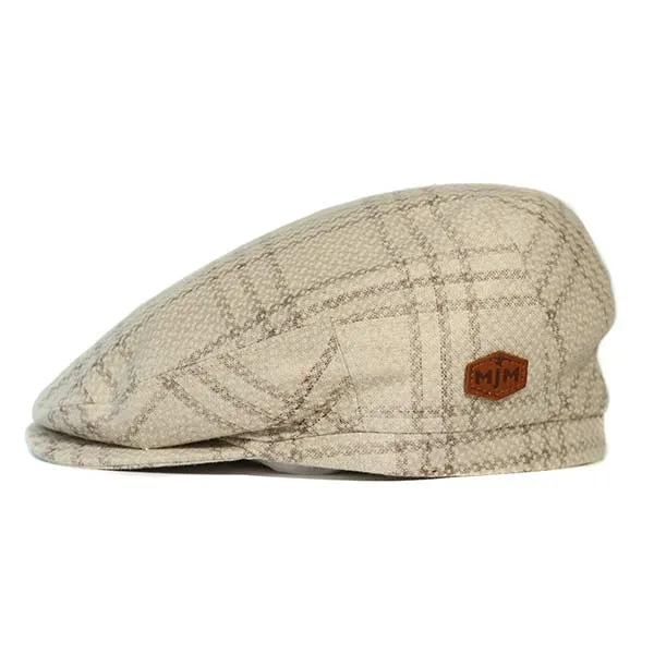 Jordan Organic Hemp Linen Overcheck Flat Cap Beige