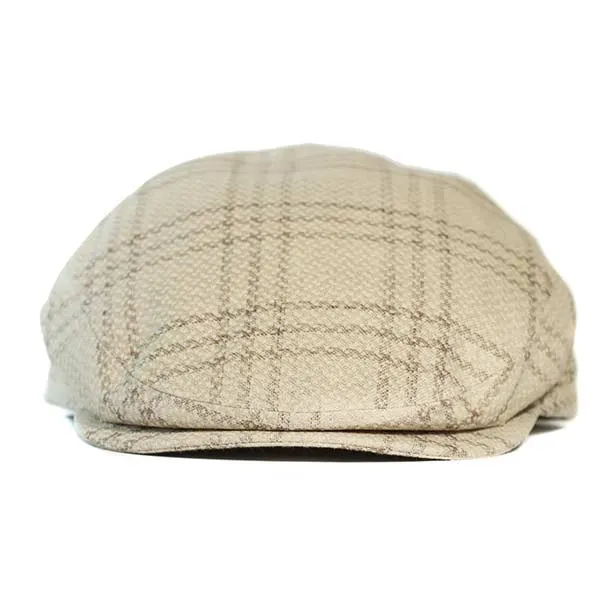 Jordan Organic Hemp Linen Overcheck Flat Cap Beige