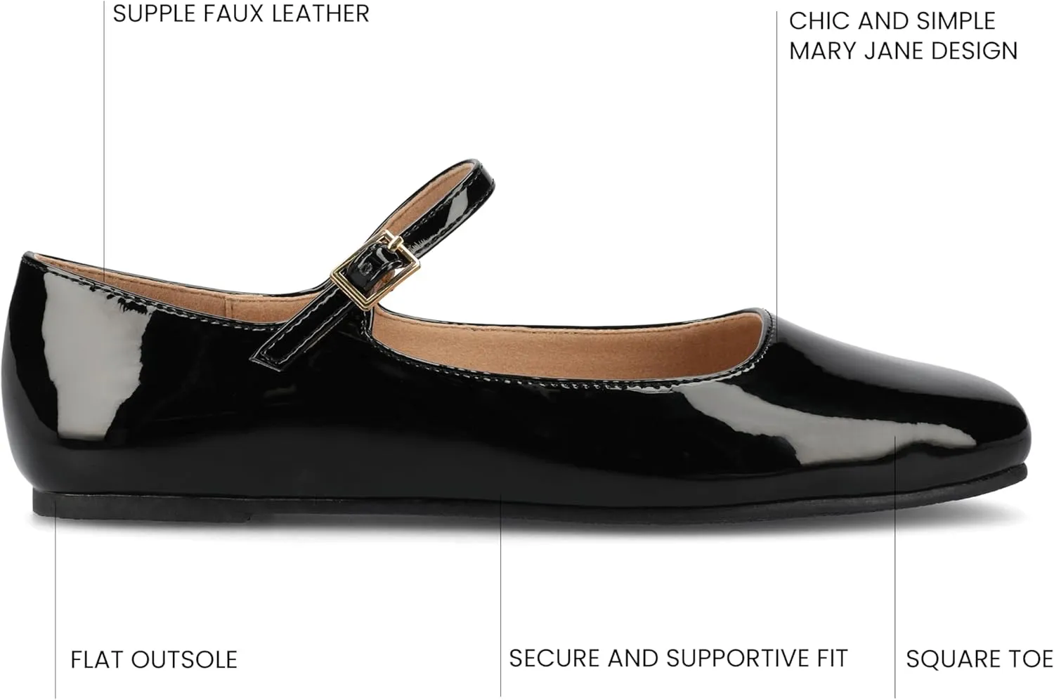 Journee Collection Women's Carrie Buckle Strap Dress Flats