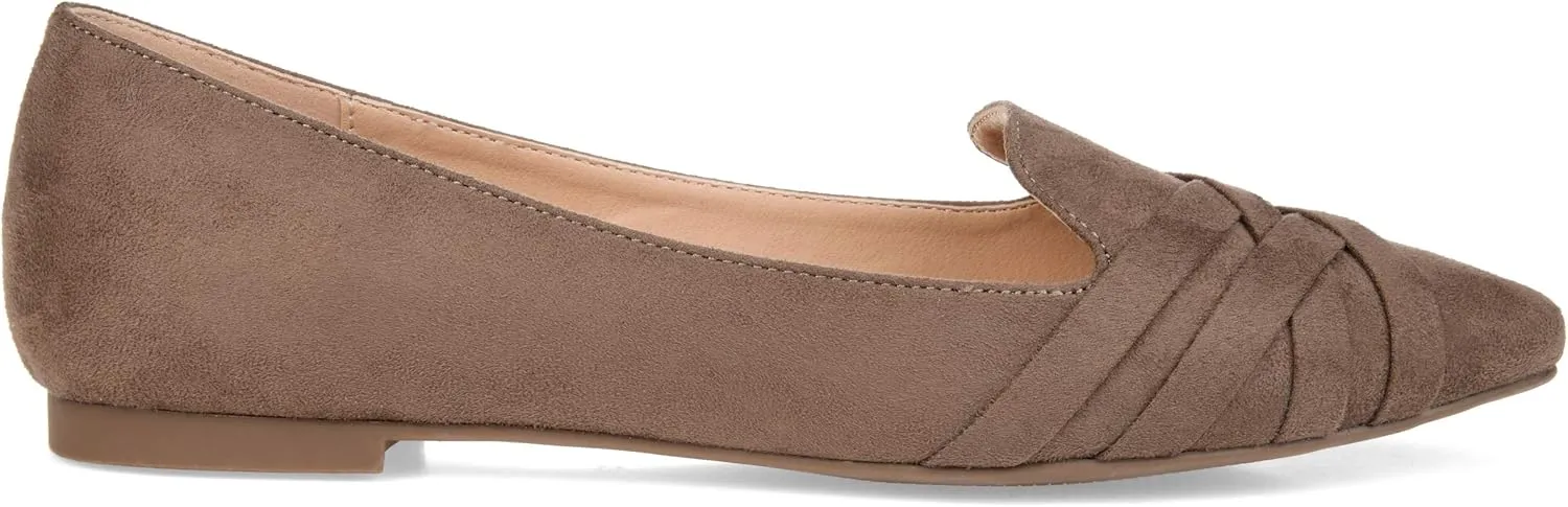 Journee Collection Womens Mindee Faux Suede Slip On Loafers Taupe 7 Medium (B,M)