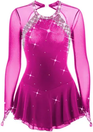JRUIA Artistic Ice Skating Competition Dresses for Girls Women's Figure Skating Leotard Costume Ballet Gymnastics Crystal