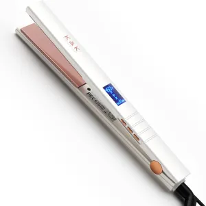 K&K Nano Hair Straightener for Women, Adavance Ceramic Coated Plates Flat Iron Digital Display Ultra-Fast Heat Up Auto Safety Shut Off Plancha De Pelo Dual Voltage UK Plug, for Short Hair