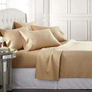 KBC linen 6 Piece Hotel Luxury Soft 100 Percent Cotton Bed Sheets Set, 12" - 14" Deep Pocket Fitted Sheet, Hypoallergenic, Wrinkle Free Bedding Set (Queen, Taupe)