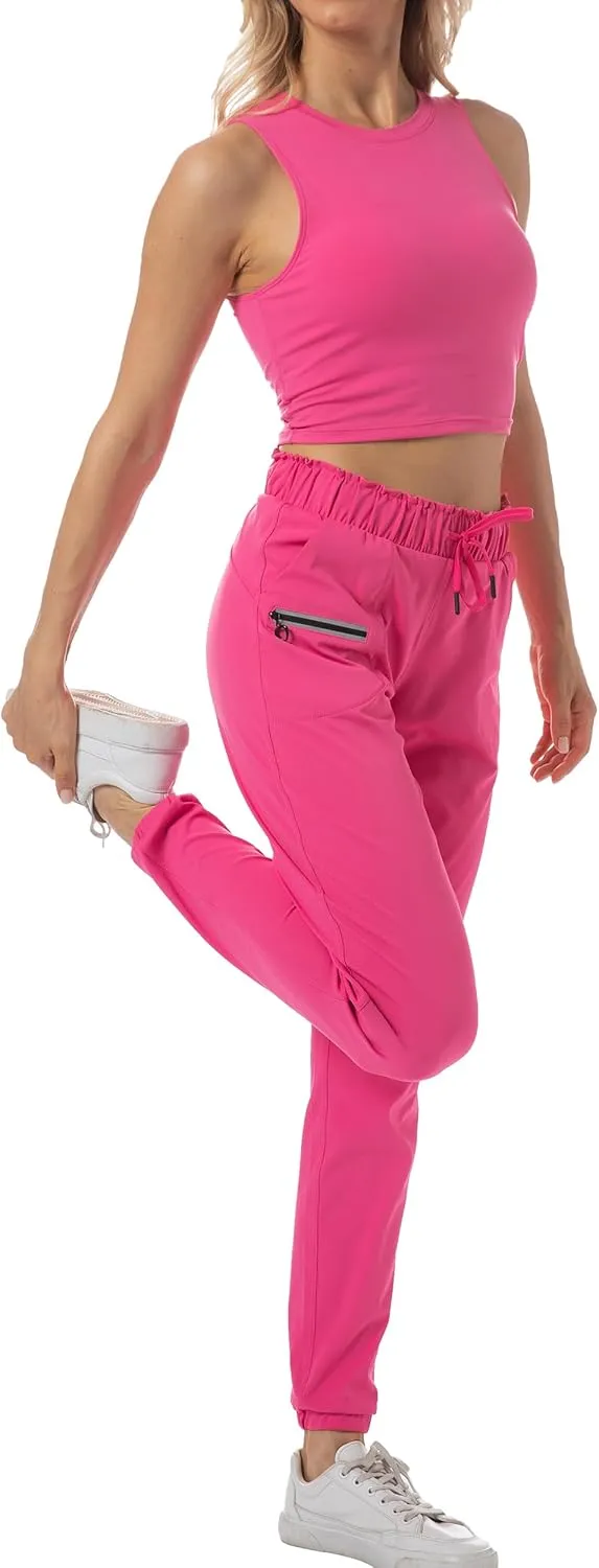 Kcutteyg Womens Joggers with Pockets, Lightweight Quick Dry Athletic Workout Soft Pants for Gym, Yoga, Running