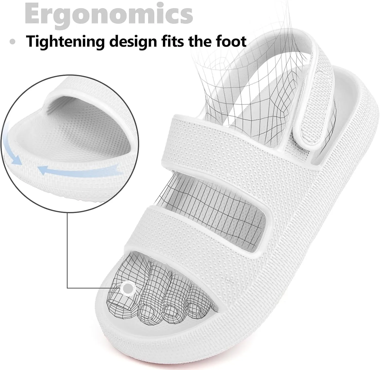 Kids Cloud Sandals丨Boys Girls Slide Sandals丨Unisex-Child EVA Thick Sole Water Sandals with Adjustable Backstrap丨Double Strap Summer Shoes