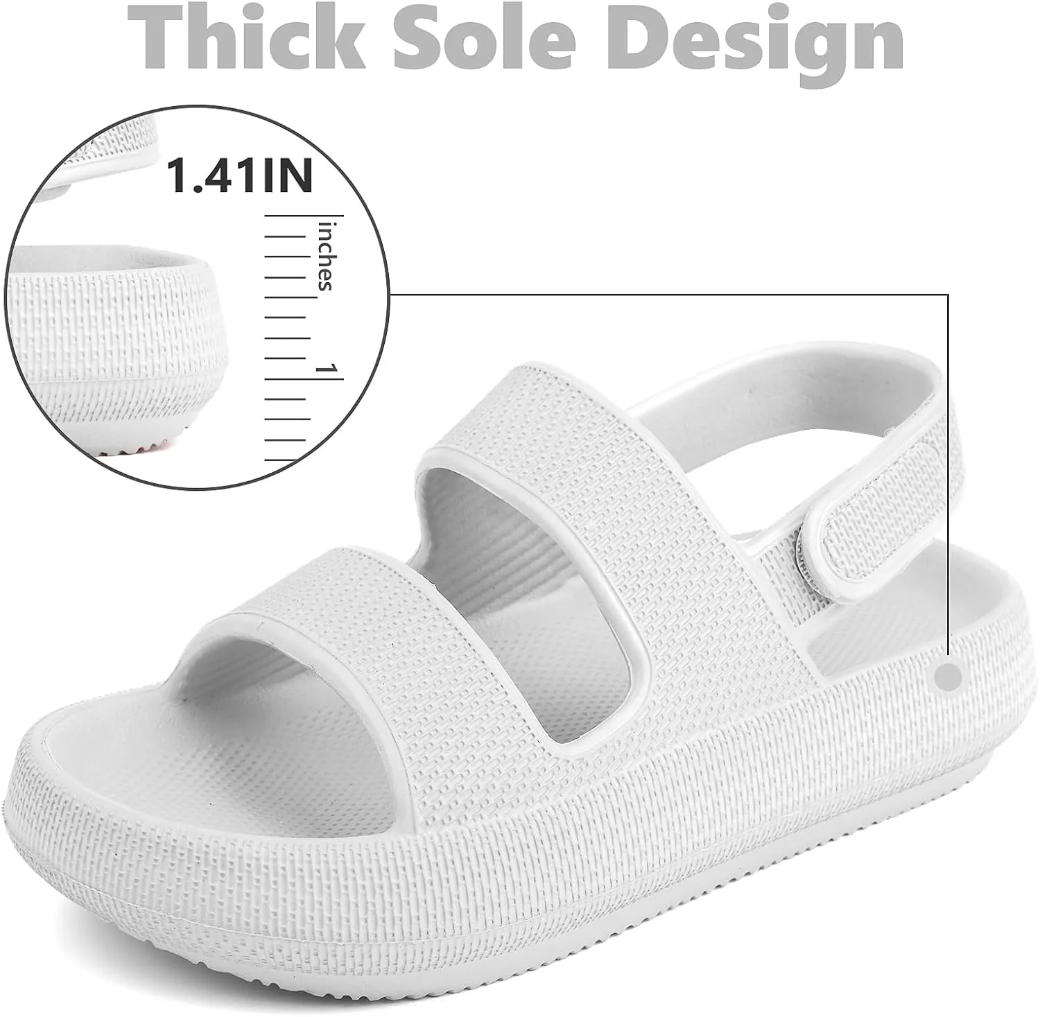 Kids Cloud Sandals丨Boys Girls Slide Sandals丨Unisex-Child EVA Thick Sole Water Sandals with Adjustable Backstrap丨Double Strap Summer Shoes