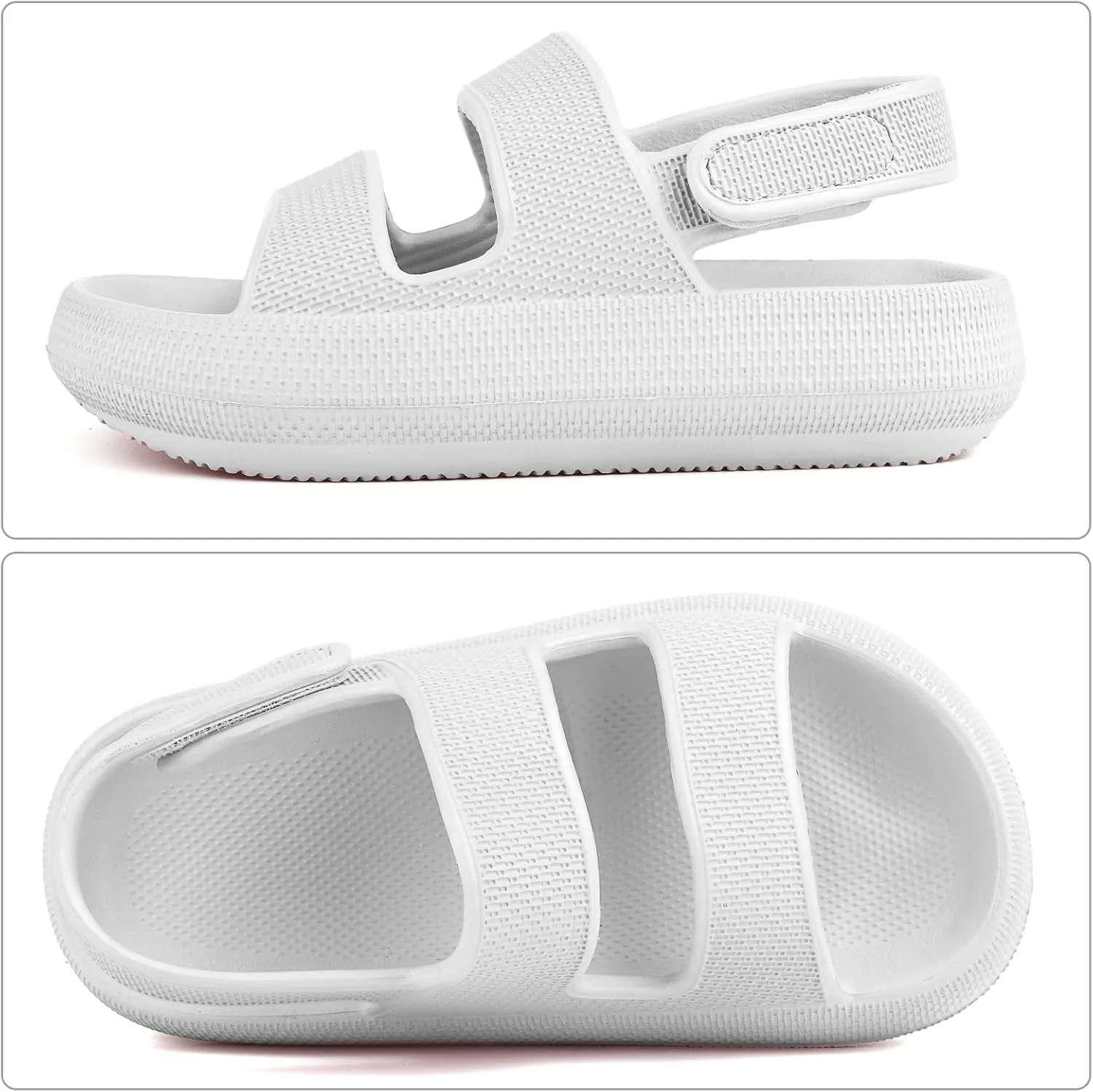 Kids Cloud Sandals丨Boys Girls Slide Sandals丨Unisex-Child EVA Thick Sole Water Sandals with Adjustable Backstrap丨Double Strap Summer Shoes