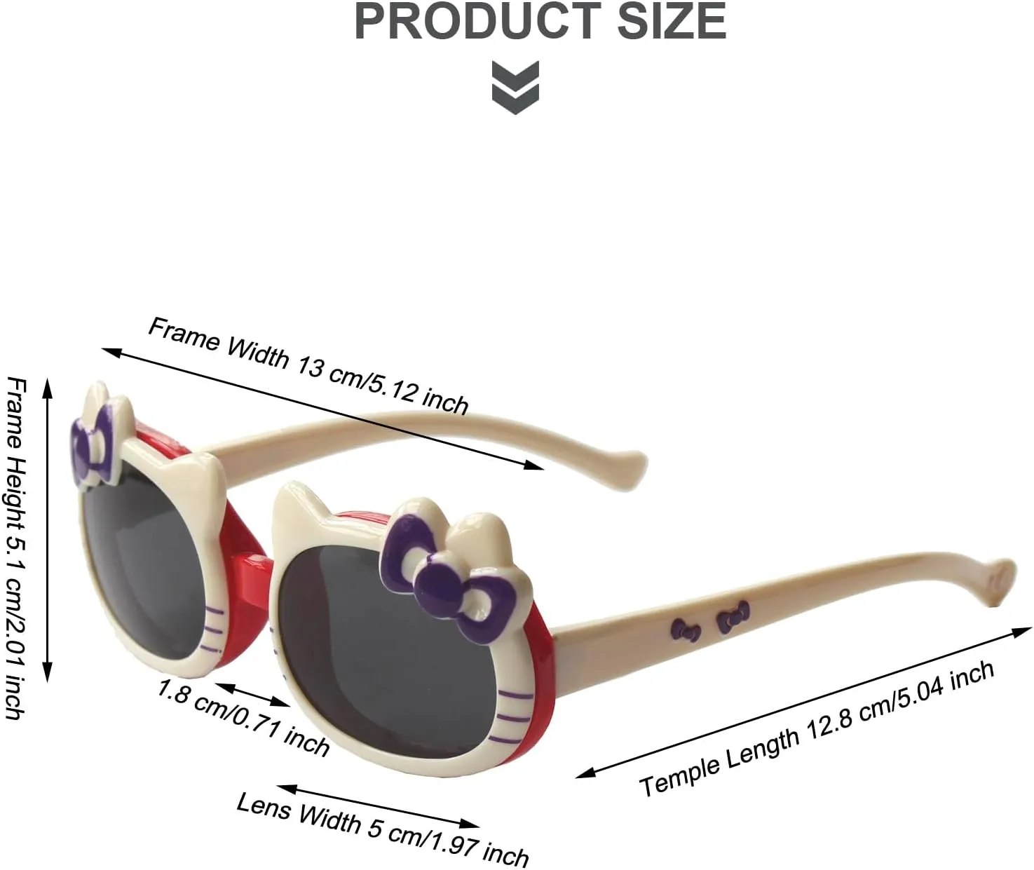 Kids Sunglasses Girls,Hello Cute Cat Girl Sunglass,Bow Ribbon Sunglasses for Girls kids,Secure Fit,UV Protection