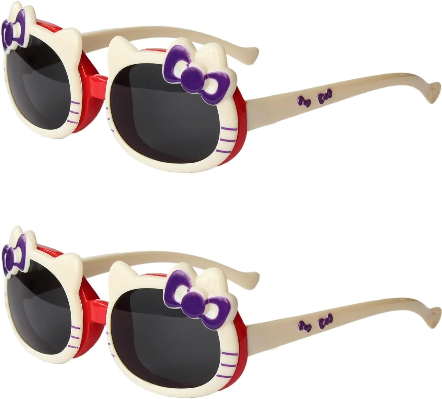 Kids Sunglasses Girls,Hello Cute Cat Girl Sunglass,Bow Ribbon Sunglasses for Girls kids,Secure Fit,UV Protection