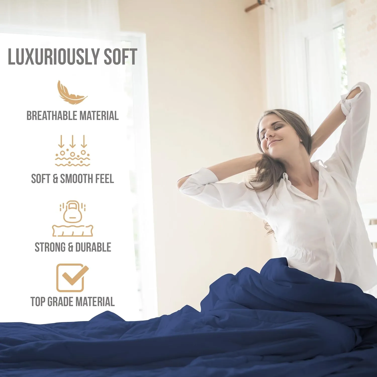 King Size Sheets Set Cooling - Luxury Hotel Sheets - Soft Bed Sheets with Elastic Corner Straps - Deep Pockets Microfiber Bedsheet - Bedding Sheets & Pillowcases - 4 PC (King, Navy Blue)