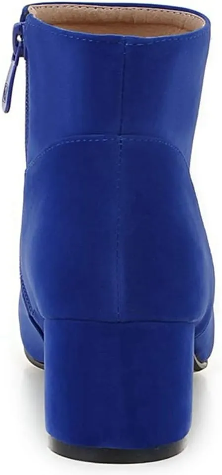 KOKOMOMO Womens Round Toe Chunky Heeled Boots Zip Up Ankle Booties