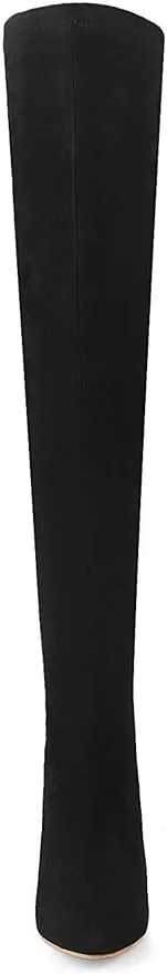 KOKOMOMO Womens Sexy Stiletto Thigh High Over The Knee High Heel Pointed Toe Stretch Boots
