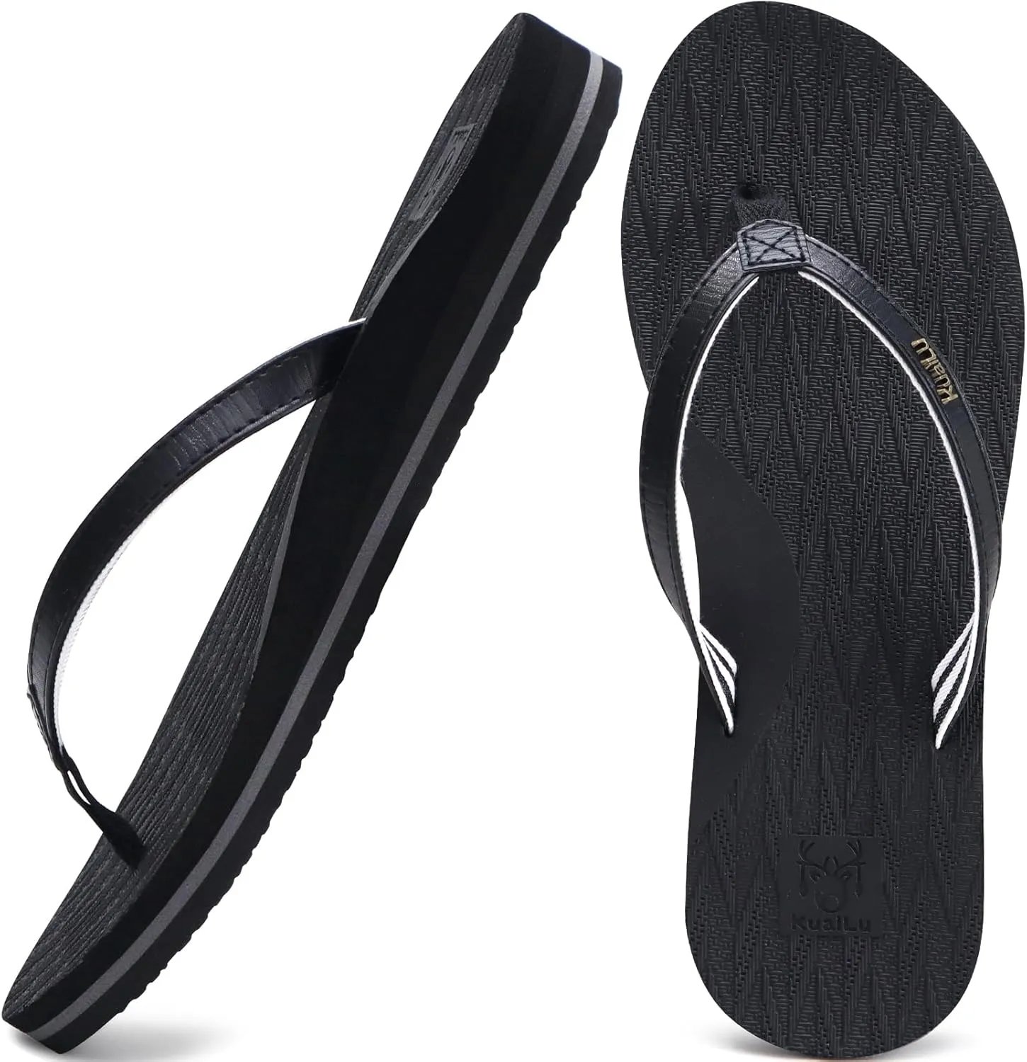 KuaiLu Womens Fashion Flip Flops Ladies Lightweight Summer Beach Yoga Mat Thong Sandals with Comfortable Arch Support