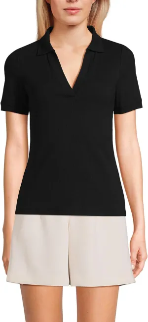 Lands' End Women's Short Sleeve Wide Rib Polo