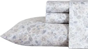 Laura Ashley Home - King Sheets, Soft Sateen Cotton Bedding Set - Sleek, Smooth, & Breathable Home Decor (Quartet Grey,4 pcs, King)
