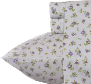 Laura Ashley - King Sheets, Soft Sateen Cotton Bedding Set - Sleek, Smooth, & Breathable Home Decor (Petite Fleur Heather, King)