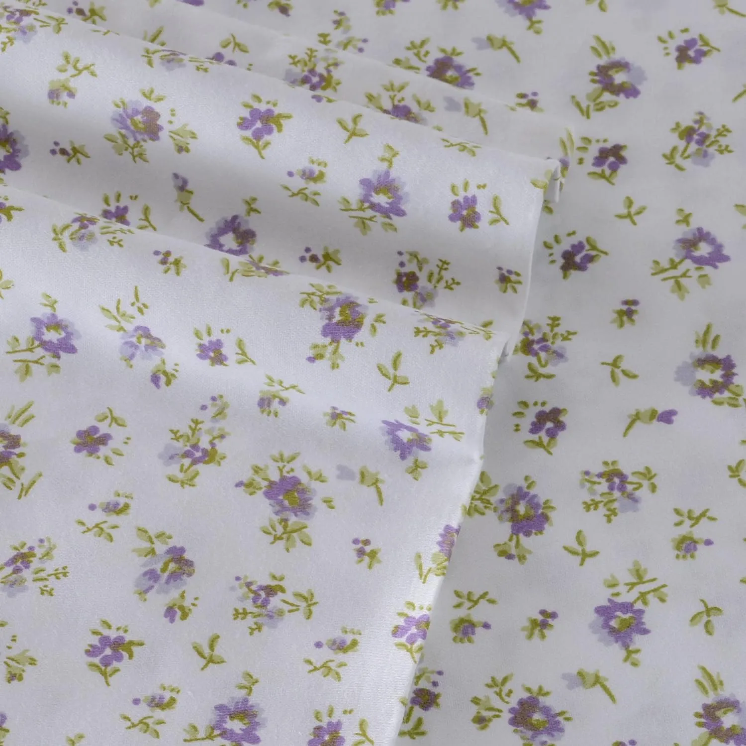 Laura Ashley - King Sheets, Soft Sateen Cotton Bedding Set - Sleek, Smooth, & Breathable Home Decor (Petite Fleur Heather, King)