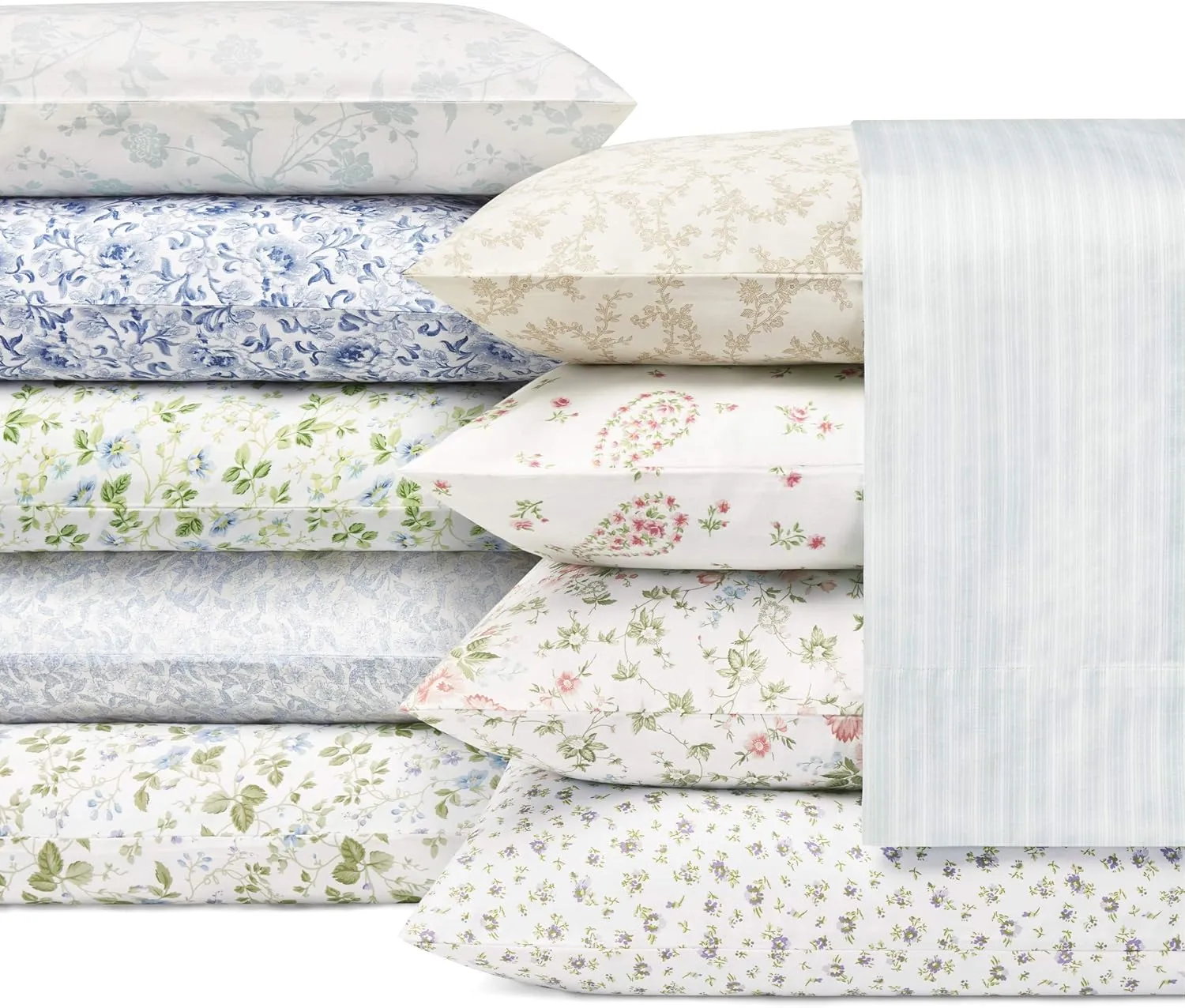 Laura Ashley - King Sheets, Soft Sateen Cotton Bedding Set - Sleek, Smooth, & Breathable Home Decor (Petite Fleur Heather, King)