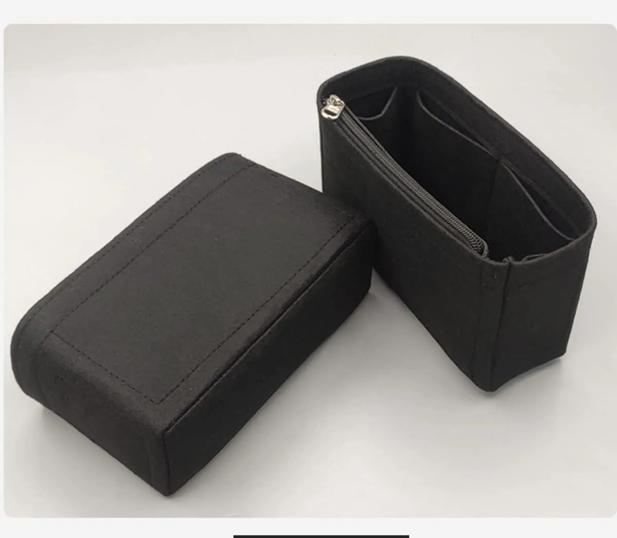 Lckaey Purse Organizer Insert for Chanel 19 Small bag with Side Zipper Pocket Handbag Chanel Maxi Flip bag Organizer Y002black-S
