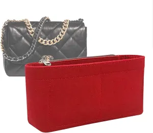 Lckaey Purse Organizer Insert for Chanel 19 Small bag with Side Zipper Pocket Handbag Chanel Maxi Flip bag Organizer Y002red-L