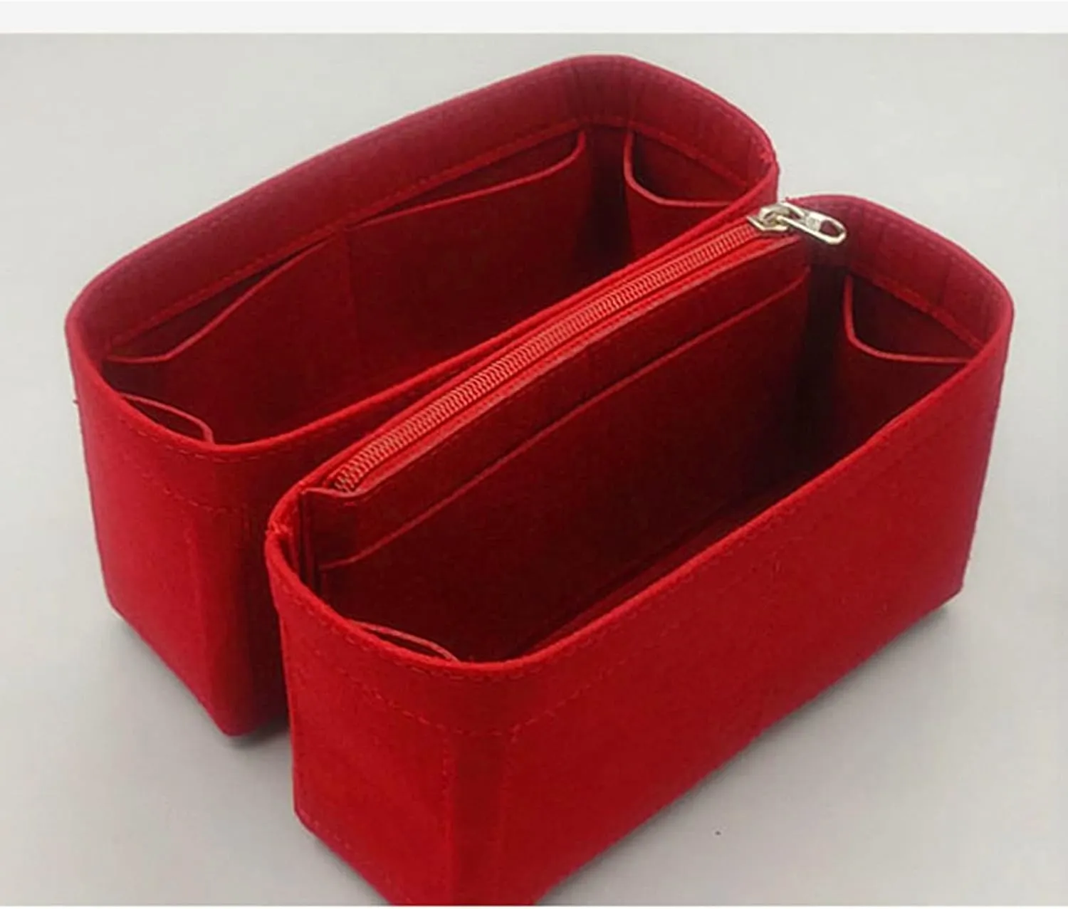 Lckaey Purse Organizer Insert for Chanel 19 Small bag with Side Zipper Pocket Handbag Chanel Maxi Flip bag Organizer Y002red-L