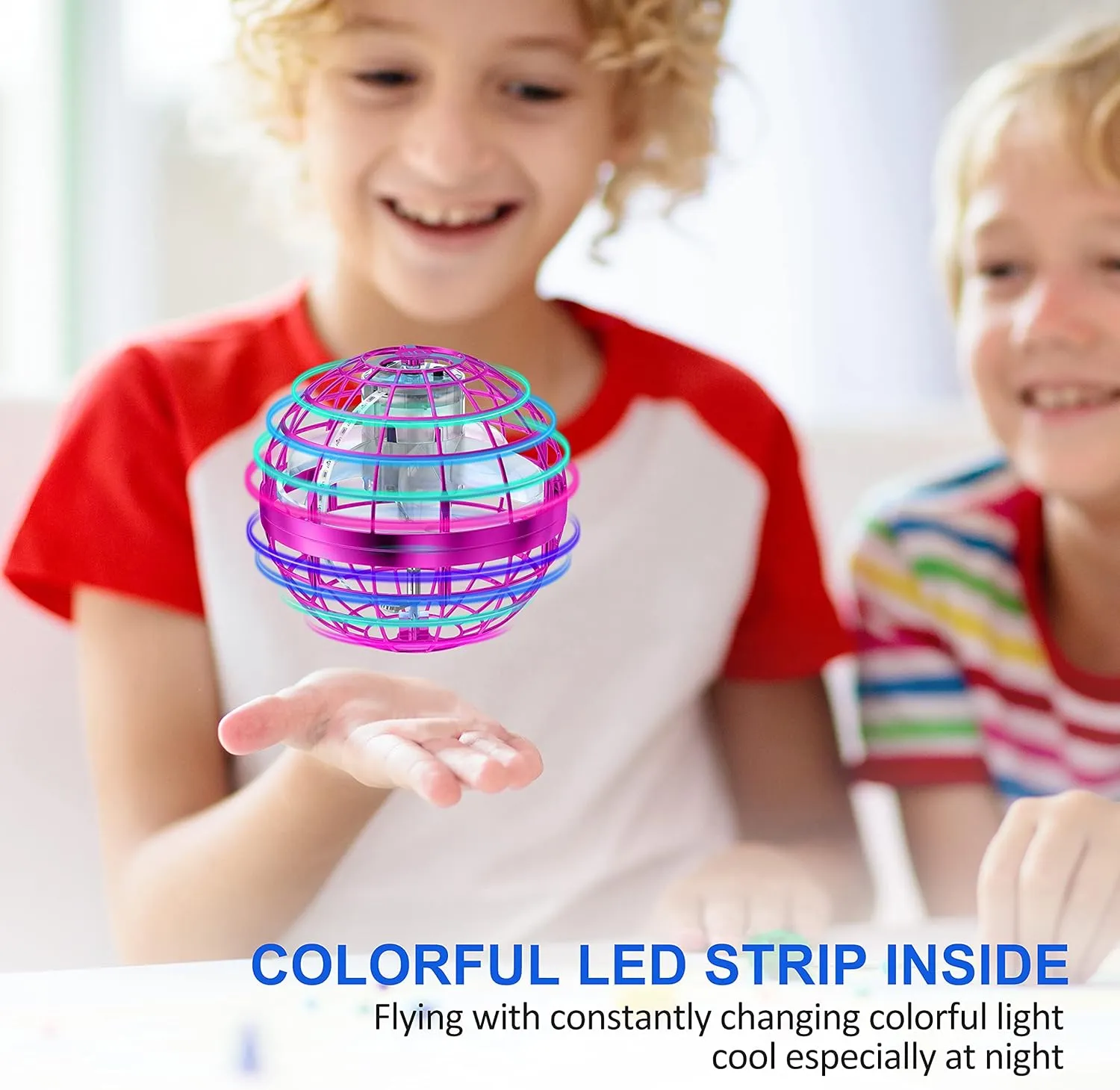 LEMATRIX 2024 Flying Orb Ball Toy, Hover Ball Boomerang Fly Fidget Spinner, Cool Toys Gifts for 6 7 8 9 10 11 12  Years Old boy Girls Teens, Hand Mini Drone Cosmic Globe, Indoor Outdoor Toys (Pink)