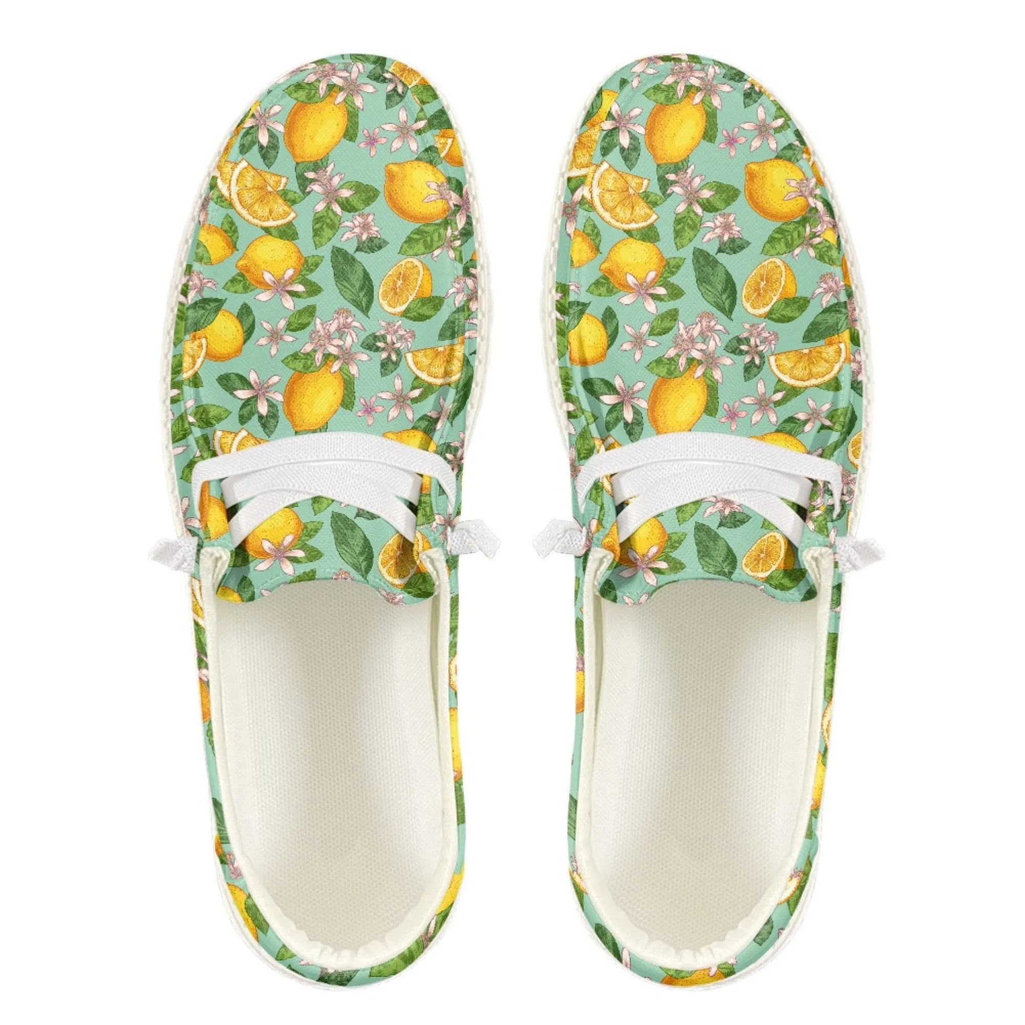 Lemon Loafers, Lemon Print Loafers, Slip On Shoes, Lemon Shoes, Unisex Loafers, Retro Style shoes, Blue Yellow Shoes, Yellow Blue Loafers