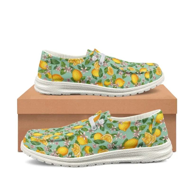Lemon Loafers, Lemon Print Loafers, Slip On Shoes, Lemon Shoes, Unisex Loafers, Retro Style shoes, Blue Yellow Shoes, Yellow Blue Loafers