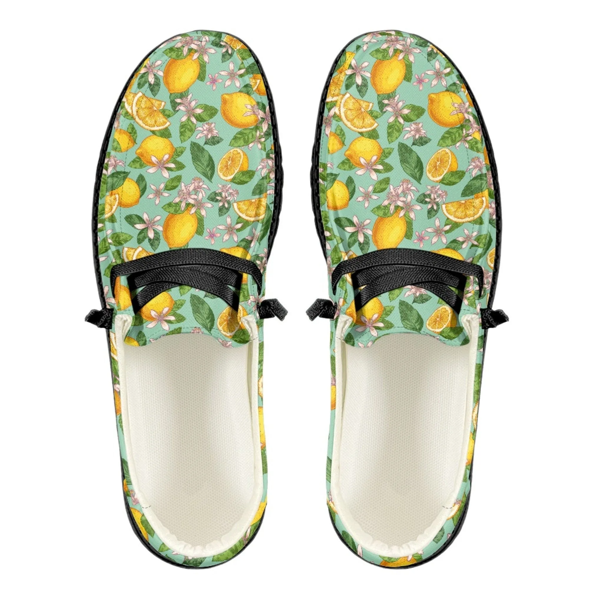 Lemon Loafers, Lemon Print Loafers, Slip On Shoes, Lemon Shoes, Unisex Loafers, Retro Style shoes, Blue Yellow Shoes, Yellow Blue Loafers